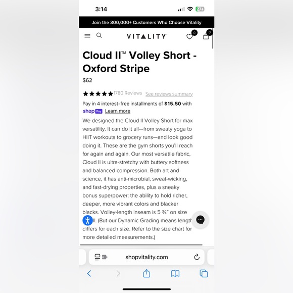 Vitality Cloud II Volley Short and Bra matching set Oxford stripe size medium - Picture 4 of 5